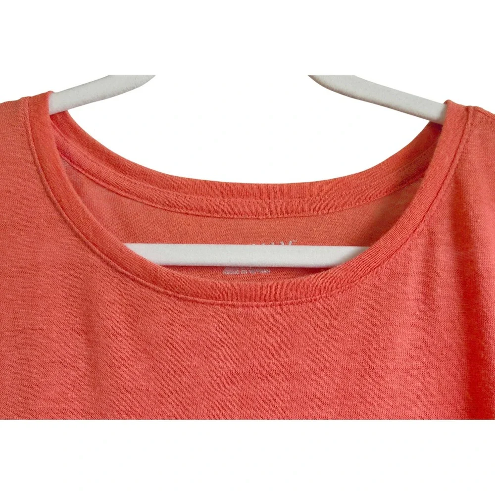 Ava & Viv Women's Coral Orange Linen Blend Rolled Sleeve T-Shirt‎ Size X